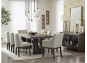 Allora Wooden Rectangular Dining Set (6-8 Seaters) with 6 Wooden Fabric Upholstered Dining Chair and 2 Dining Armchair
